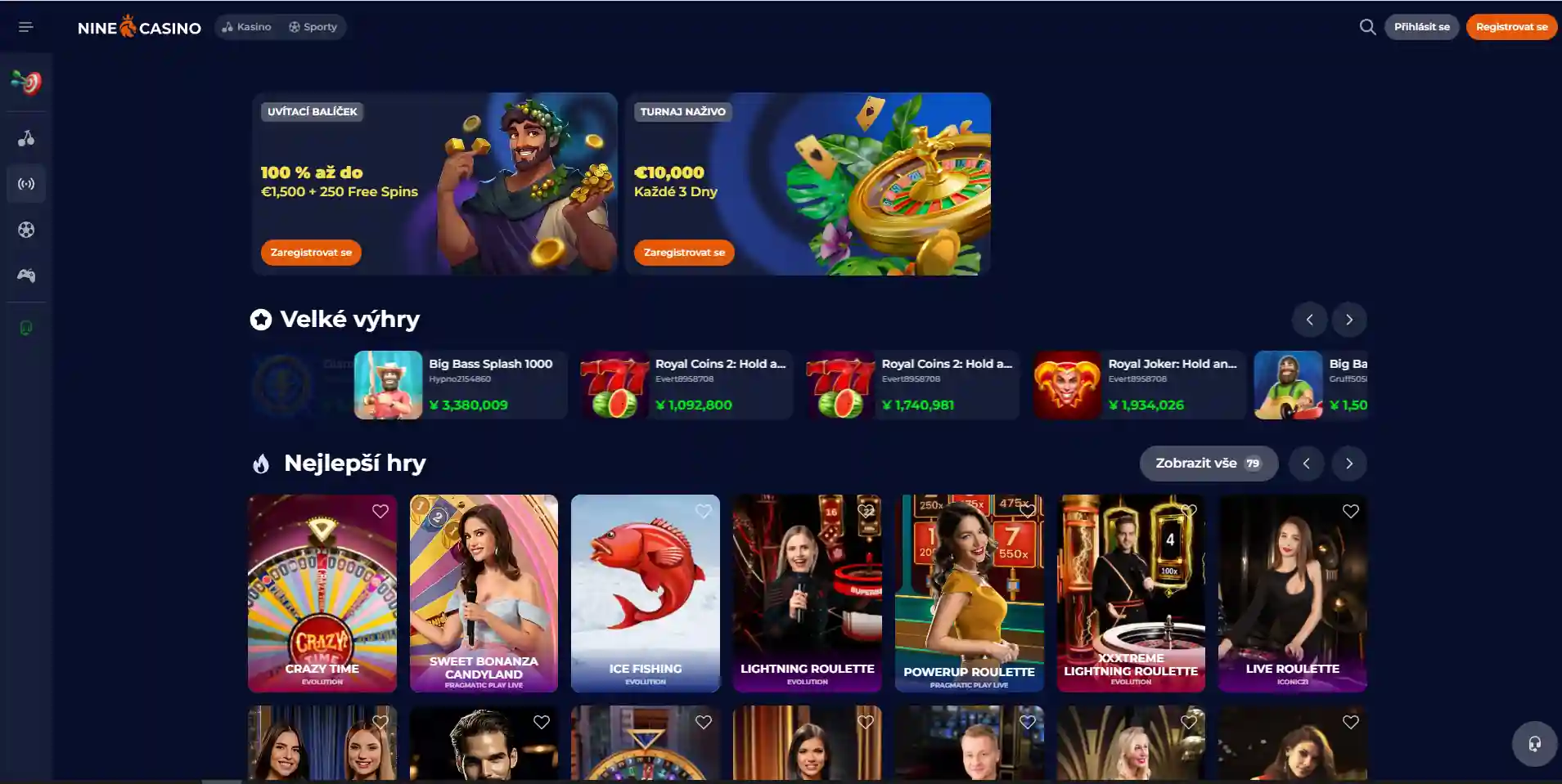 NineCasino live casino: dealery, ruleta a blackjack